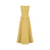Azzalia Women's Gold Sleeveless Long Tweed Dress With Pockets Sealed With Pearl Buttons-sunflower In Gold