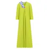 Azzalia Women's Green Classic Flowy Kaftan With On Side Three-d Floral Embellishment Lime Punch In Green