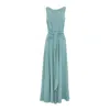 Azzalia Women's Green Crepe Wide Legged Low Back Jumpsuit With Bow Belt In Jade In Green