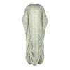 Azzalia Women's Green Printed Voile Kaftan With Draw String Hemline In Green