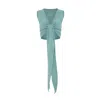 Azzalia Women's Green Soft Stretch Crepe Top With Bow In Jade In Green