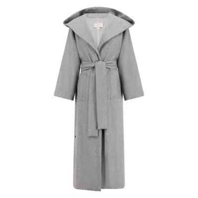 Azzalia Women's Hoodie Style Jacket With Belt In Heather Grey
