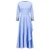 Azzalia Women's Long Sleeves Crepe Dress With Sequin And Fitted Sleeves With Frilled Hemline In Hydrangea Bl In Blue