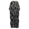 Azzalia Women's Mariposa Cut Kaftan With Center Fold In Black Printed Paisley Rayon In Black