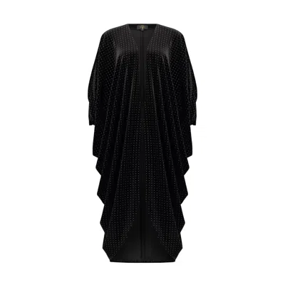 Azzalia Women's Mariposa Velvet Abaya - Black & Silver Studs In Black/gray