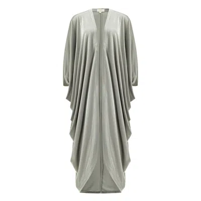 Azzalia Women's Mariposa Velvet Abaya Silver Color In Gray