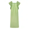Azzalia Women's Maxi Style Dress With Flared Sleeve -lettuce Green In Green