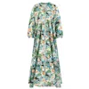 Azzalia Women's Multi Fleuri  Abaya With Side Knot- Multicolour
