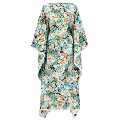 Azzalia Women's Multi Fleuri Breezy Kaftan-multi Floral Eyelet In Green