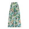Azzalia Women's Multi Fleuri Eyelet Breezy Flared Pants- Multicolour