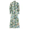 Azzalia Women's Multi Fleuri Eyelet Maxi Dress With High Neck Tie-multi Floral Eyelet