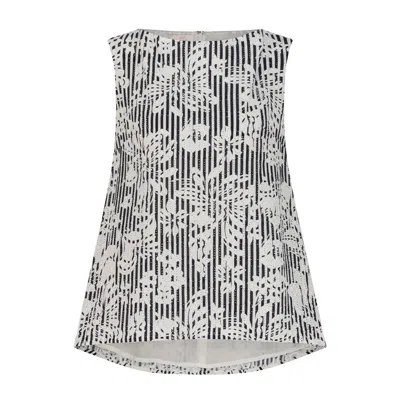 Azzalia Women's Multi Fleuri Sleeveles Top- Black