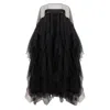Azzalia Women's Multi Layered Tulle Evening Abaya With Metal Embroidery Around Shoulder