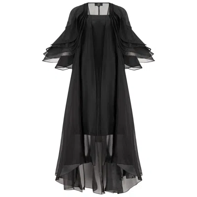 Azzalia Women's Multi Rounded Layers Of Organza On  Sleeves In Princess Cut In Black