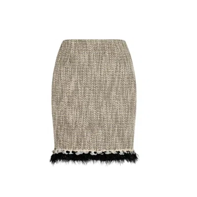 Azzalia Women's Multicolor Tweed Mini Skirt With Embellished Trimmings-moon Mist