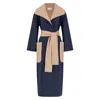 Azzalia Women's Neutrals / Blue Two Toned Belted Jacket With Pockets In Navy Blue & Beige In Blue