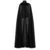 Azzalia Women's Organza Cape With Neck Bow With Heart Shaped Metallic Threads-black Coffee In Black