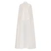 Azzalia Women's Organza Cape With Neck Bow With Heart Shaped Metallic Threads-star White In White