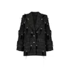 Azzalia Women's Oversized Blazer With Embellished Crystal And Feather-black In Black