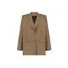 Azzalia Women's Oversized Metallic Wool Chevron With Glass Buttons- Brown Rice In Brown