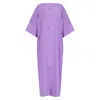 Azzalia Women's Pink / Purple Classic Cut Kaftan With Scattered Embroidery-smokey Grape In Pink/purple