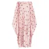 Azzalia Women's Pleated Printed Silk Off Shoulder Kaftan