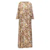 Azzalia Women's Printed Silk Kaftan With Flare Sleeves In White In White