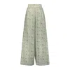 Azzalia Women's Printed Voile Wide Legged Pants In Green In Green