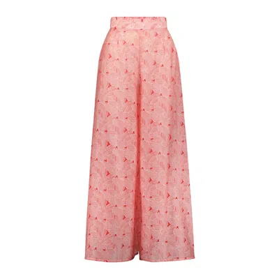 Azzalia Women's Printed Voile Wide Legged Pants In Red