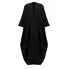 Azzalia Women's Pure Linen Abaya In Mariposa Cut With Jumbo Stitches In Hemline In Jet Black Color In Black