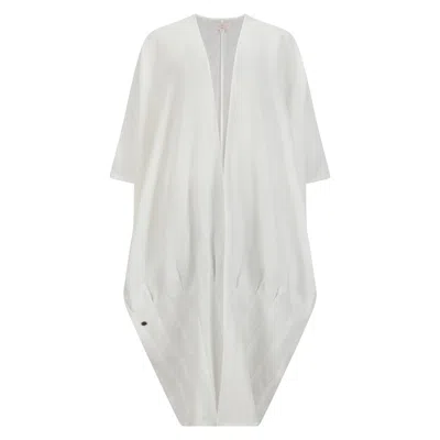 Azzalia Women's Pure Linen Abaya In Mariposa Cut With Jumbo Stitches In Hemline In Marshmellow Color In Gray