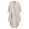 Azzalia Women's Pure Linen Abaya In Mariposa Cut With Jumbo Stitches In Hemline In Turtle Dove Color