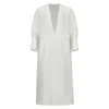 Azzalia Women's Pure Linen Abaya With Fitted Stitched Cuff In Marshmellow Color