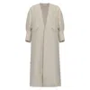 Azzalia Women's Pure Linen Abaya With Fitted Stitched Cuff In Turtle Dove Color
