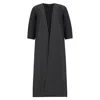 Azzalia Women's Pure Linen Abaya With Jumbo Stitches On Back In Jet Black Color In Black