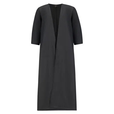 Azzalia Women's Pure Linen Abaya With Jumbo Stitches On Back In Jet Black Color