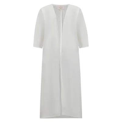 Azzalia Women's Pure Linen Abaya With Jumbo Stitches On Back In Marshmellow Color In Gray