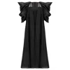 Azzalia Women's Pure Organza Abaya With Princess Cut With Exaggerated Puffed Gathered Sleeves