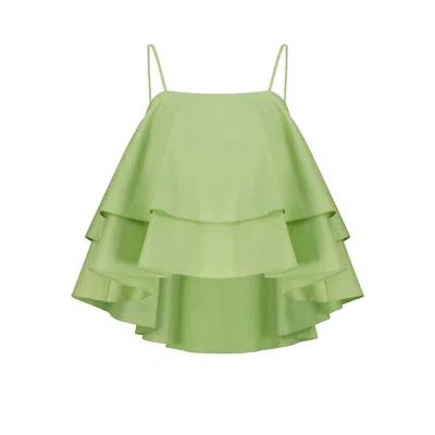 Azzalia Women's Quirky Flared Top-green Cotton