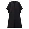 Azzalia Women's Raw Silk Abaya With Geometric Sleeves With 3d Embroidered Cuffing In Black