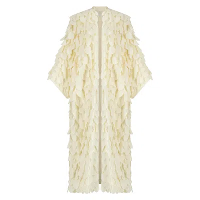 Azzalia Women's Silk Layered Abaya In Classic Cut-antique White