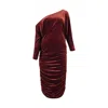 Azzalia Women's Slanted Shoulder Long Sleeves Velvet Dress In Copper Velvet In Brown