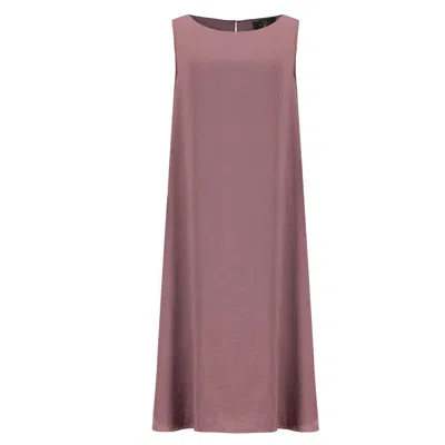 Azzalia Women's Sleeveless Long Dress In Textured Silk Crepe In Nostalgia Rose Color In Pink