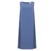 Azzalia Women's Sleeveless Long Dress In Textured Silk Crepe In Pacific Coast Color