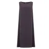 Azzalia Women's Sleeveless Long Dress In Textured Silk Crepe In Vine Yard Wine Color In Red