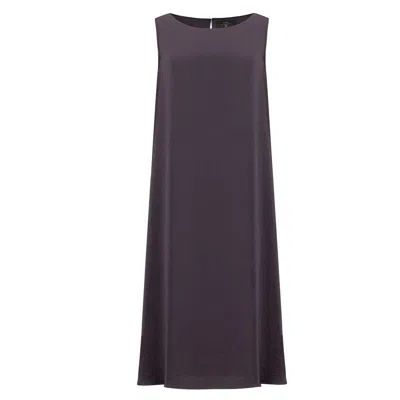 Azzalia Women's Sleeveless Long Dress In Textured Silk Crepe In Vine Yard Wine Color In Red