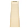 Azzalia Women's Sleeveless Long Dress In Textured Silk Crepe In White Asparagus Color In White