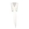 Azzalia Women's Soft Stretch Crepe Top With Bow In White In White