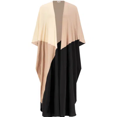 Azzalia Women's Trio Color Mariposa Cut Abaya With Geometric Seam In Black