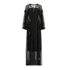 Azzalia Women's Tulle Cape With Full Length Metal Embroidery In Black